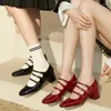 Lässige Schuhe elegantes Markendesign Mary Janes Schnalle Gurt Frauen runden Zehen Medien Zapatos Mujer Chunky Chaussures Femme