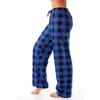 Women's Pants Capris Womens Christmas sleepwear autumn and winter checkered printed pants fashionable casual wide leg pants clothing Y240422