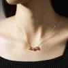 Necklaces ANDYWEN 925 Sterling Silver Gold Three Heart Zircon Charm CZ Pendant Long Chain Women Luxury Fine Jewelry Choker Crystal Jewels