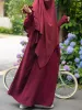 Vêtements Eid Femmes musulmanes Abaya 2 couches de long khimar avec robe 2 pièces Set Prayer Abayas Hijab Couverture complète Robe Ramadan Djellaba