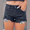 Shorts pour femmes en denim en 2024, nouvelle tendance, poche imprimée léopard personnalisée, shorts perforés, A-Line Hot,