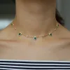 Halsband Green Tear Drop Cubic Zirconia Charm Gold Color Fashion 2019 Women Luxury Gorgeous Charming Halsband