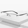 60mm Oversized Mens Myopia Glasses with Large Face Steel Plate Metal Half Frame Flat 3016