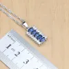 Colliers Natural Blue Cubic Zirconia White CZ Jewelry Set Femmes 925 Bijoux en argent sterling boucles d'oreille / pendentif / collier / bague