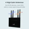 Routers 4G LTE WiFi Router 300Mbps Network 4 Extern Antennas Wireless Router Sim Card Slot RJ45 WAN LAN Support 802.11 B/G/N EU/US