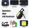 Högkvalitativ mini COB -laddningsbar nyckelring Ljus 3 -lägen BLARE multifunktionella LED Pocket Arbetslampor Portabla ficklampa utomhus campinglampor