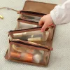 Bags Makeup Bag For Women 4In1 Folding Detachable Nylon Mesh Storage Bags LargeCapacity Portable Travel Cosmetic Toilet Bag 2023