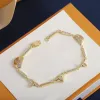 Original Designer Bracelet Classic Crystal Clover Link Chain Bracelet Bangle 18K Gold Silver Plated Flower Pendant Charm Bracelet Women Wristband Cuff Jewelry