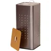 Laundry Bags 7080-1 Square Metal Hamper -Removable Liner Bag And Wood Lid - Stainless Steel