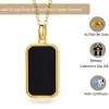 Pendants Authentic AU750 Real 18K Gold Black Agate Rectangle Pendant For Woman Yellow Gold Gift Stylish Present Fine Jewelry