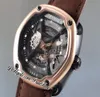 Dietrich Organic Time 1969 Miyota 82S7 Automatische heren Bekijk tweekleurige PVD 18K Rose Gold Bezel Black Skeleton Dial Brown Leather STR1319458