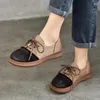 Casual schoenen Birkuir retro gemengde kleuren vrouwen geplooid echt lederen veter flats handgemaakte luxe vrouwelijke dames sandalen