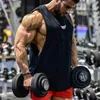 Tanques de musculação masculino esportivo de camisa sem mangas músculos caras coletes gole de fitness gabarão camisetas sólidas ginástica de algodão 240412