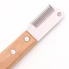 Grooming Pet Hair Removal Knife Professional Dog Comb Rostfritt trähandtag Stripping Knivens hårborttagare Grooming Borstes