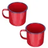 Mokken 2 PCS Espresso Concentraat Vintage Email Mok Water Cup Travel Warmte-resistente koffie Huishouder Kantoor