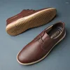 Casual Shoes Italian Brand Men's Sports Anti Slip Wear-resistant Soles Leather Low Top Free Delivery