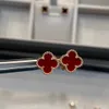 Ontwerper Originele hoge versie van mini Clover oorbellen vrouwelijk natuurlijke pauw limoen wit fritillaria goud dikke vergulde 18k rozenjuwelen