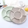 6-Compartment Round Food Storage Tray Dried Fruit Snack Plate Appetizer Serving Platter for Kitchen Party Candy Pastry Nuts Dish