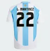 24 nuevos 3 estrellas Argentina Messis SoccerJerseys 24 25 CHIRD KIT KIT Fans Versión del jugador Mac Allister Dybala Di Maria Martinez de Paul Maradona Mujeres Camisa de fútbol