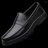 Casual Shoes Men's äkta läder loafers affärsdating formella parti högkvalitativa lägenheter manliga promenader