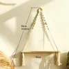 Decorative Plates Wood Wall Shelf Macrame Floating Display Shelves Hanging Plant Corner Holder Stand For Room Decor Home Garden Decoration