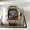 PM035 Rose Gold Man Watches 42 mmxx50 mm gumowe pasy Paspos Sapphire Glass Transparent Automatyczny ruch mechaniczny Mężczyznę Watch zegarek