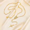 Eenvoudige klassieke mode zirkoon ovaal Notre Dame Jezus Cross ketting antieke goudkleur hanger voor vrouwen christelijk koper 240422
