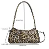 Bolsa de axila de estilo francês para mulheres marrom preto leopardo bolsa bolsa de embreagem feminina vintage PU couro de couro de crossbody bolsas versáteis i990#