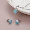 Halsband 2021 Ny trend Classic Charm 925 Sterling Silver Jewelry Gifts Retro Oval Natural Precious Larimar Pendant Necklace For Woman