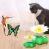 Tysys Butterfly Interactive Cat Toy z obrotowym 360 stopni Flying Bird Bee Butterfly i baza kwiatowa zwiastun dla zwierząt domowych