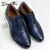 Casual Shoes Luxury Mens Sneakers äkta läder Lace-up bekväm Oxford Classic för män utomhus street resor platt skor