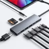 Hubs USB C Hub 7in1 with 4K HDMI SD/TF Card Slot 3.5mm Jack USB3.0 5Gbps Data Port USBC PD Charging for iPad Pro 2022 2021 MacBook