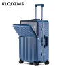 Luggage KLQDZMS 20"24 Inch Highquality Front Opening Lid Trolley Suitcase Multifunctional Boarding Password Case with Laptop Luggage