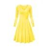 Casual Dresses Sleeveless Women Sundress Sexy Elagnce Eveing Party Cocktail Dress Retro Solid Color V Neck Pleated Ruffle A-Line Swing