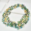 Colliers GG 4 Rows Mélangez couleur Crystal Perles brossées plaquées Gold Collier de perle blanc