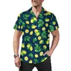 Herren lässige Hemden frisches Obstdruck Hemd süßes Kirschmuster Strand losen Hawaiianer lustiger Blusen kurzärmelde maßgeschneiderte Oversize -Tops