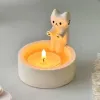 Candles Cute Cartoon Kitten Candle Holder with Warming Cat Paws Cat Kitten Tea Light Candle Holder Home Office Decor Candlestick Gifts