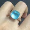 Bandes 11,6x7 mm Big Stone Natural Crystal Candy Ring avec une bague en cristal en zircon transparent pour les femmes bijoux d'anniversaire cadeau