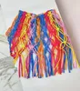 Kjolar beachapche hand virkning tassel mini kvinnor mode sexig sida hög stickad strandomslag casual