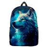 Backpacks Howling Wolf Backpack Primary Middle School Students Bookbag Boys Girls Black Wolf Angry Lion School Bag Teenager Rucksack Men