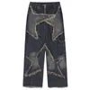 Jeans maschili vintage largo y2k stella giuntura pantaloni blu sciolti unisex retrò streetwear hip hop pantaloni