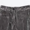 Women's Pants Woman Trousers High Waist Velvet For Women Autumn Winter Casual Baggy Streetwear Pleated Straight Leg