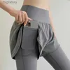 Women's Tracksuits Womens quick drying yoga pants sports pants with shorts training leggings outdoor fitness training running fake 2-piece set yq240422