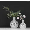 Vaser Creative White Speckled Glass Container Vase Homestay Table Flower Top Decoration Home Soft Craft