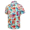 Mäns casual tröjor blomma blommor grafik för män kläder 3d tryck Hawaiian strand kort ärm y2k toppar vintage kläder lapel blus