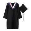 Kleidungssets 2024 Unisex Abschluss Uniform Trencher Cap Dress School Universität Junggeselle Kostüm Baccalaureate Kleid