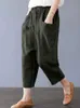 Women's Pants Capris ZANZEA Summer Trousers womens retro solid harem pants elastic waist pants Palazzo casual loose cotton top Y240422