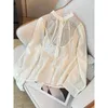 Women's Blouses Korean Chic Spring Summer Women Tops Vintage Elegant Single Breasted Shirts Chinese Style Sequined Patchwork Blusas Mujer