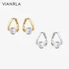 Серьги обруча Vianrla 18k золотая серьга 925 стерлинговые серебряные ювелирные украшения Яркость циркона мода женская лазерная логотип