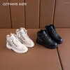 Boots Chaussures pour enfants 2024 Automne Fashion Girls Real Leather Rivets Children Choot Casual Black Toddler Boot respirant FB1662